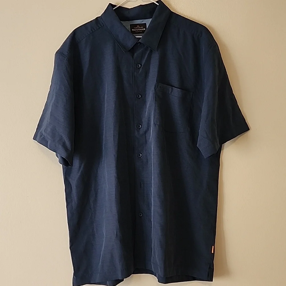 Quiksilver Waterman Collection Navy Casual Button Down Shirt (Eco Friendly) - Picture 2 of 6